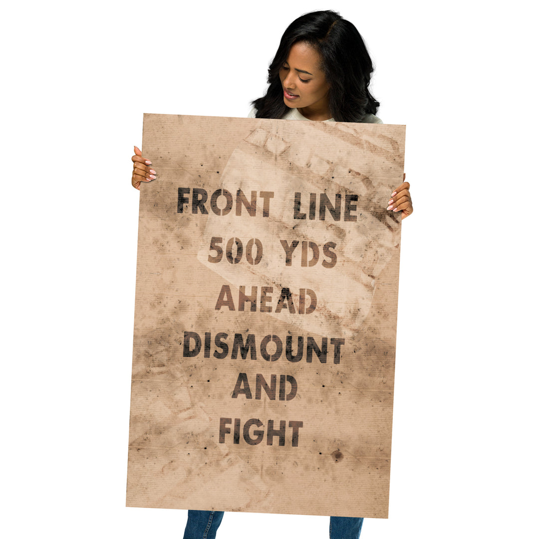 'Front Line 500 Yds Ahead' Retro Poster - 24" x 36"