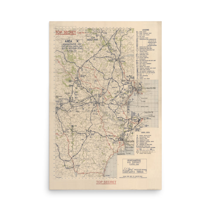 Operation Overlord 1944 Devon Embarkation Map Retro Poster - 24" x 36"