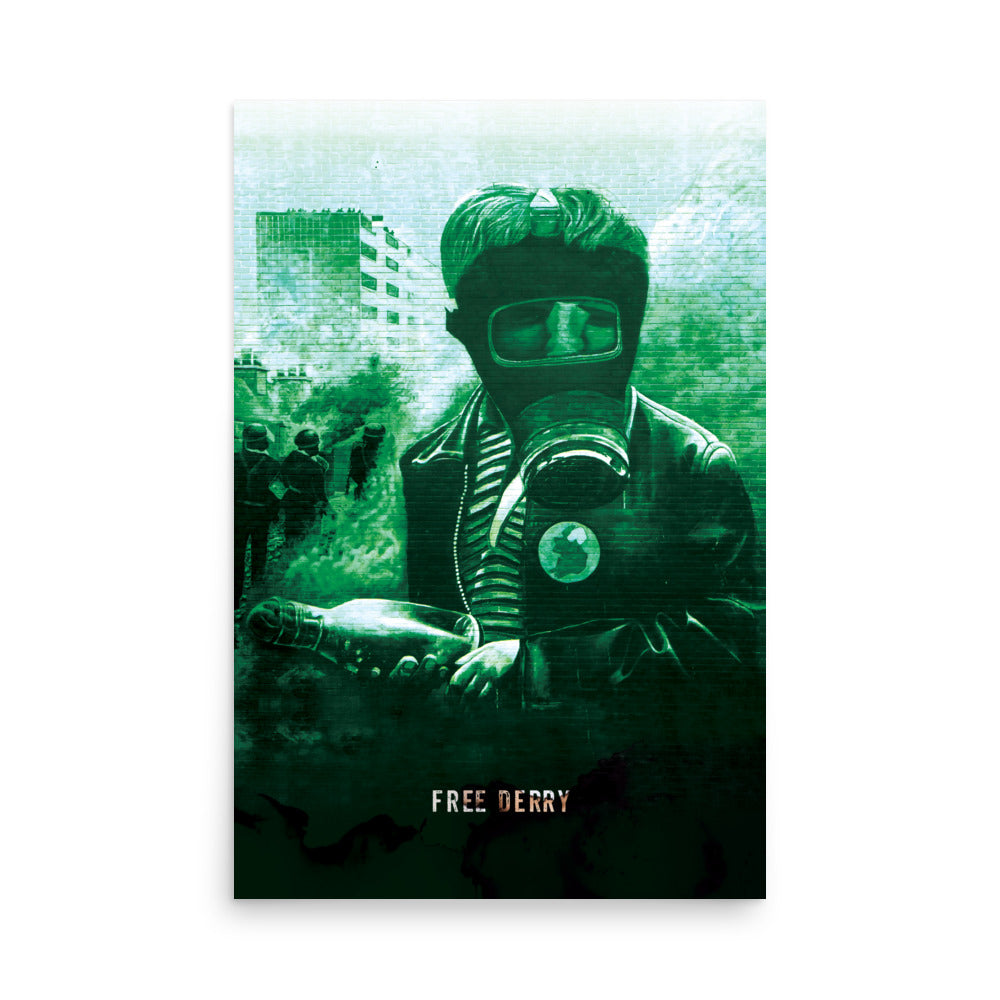 Free Derry - Saor Dhoire Retro Poster - 24" x 36"