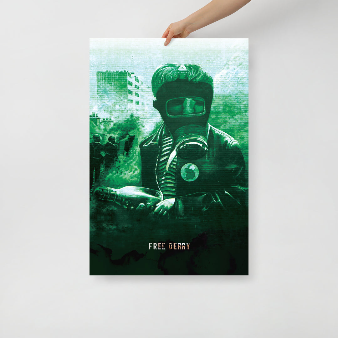 Free Derry - Saor Dhoire Retro Poster - 24" x 36"