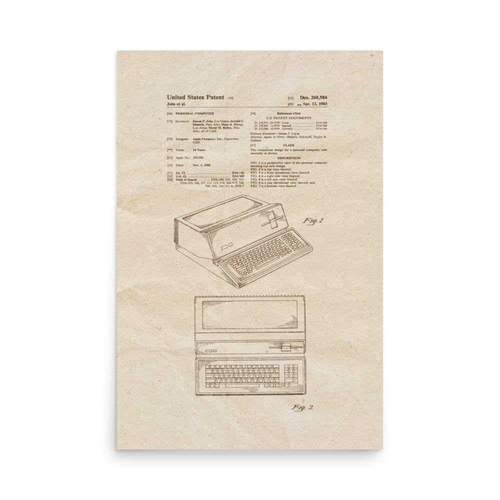 The Apple III 1983 Patent Pended Retro Poster - 24" x 36"