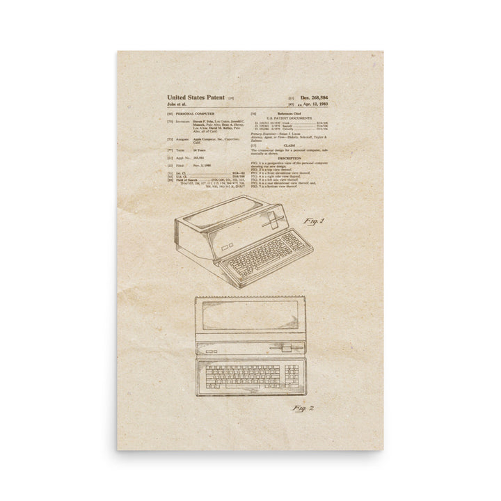 The Apple III 1983 Patent Pended Retro Poster - 24" x 36"