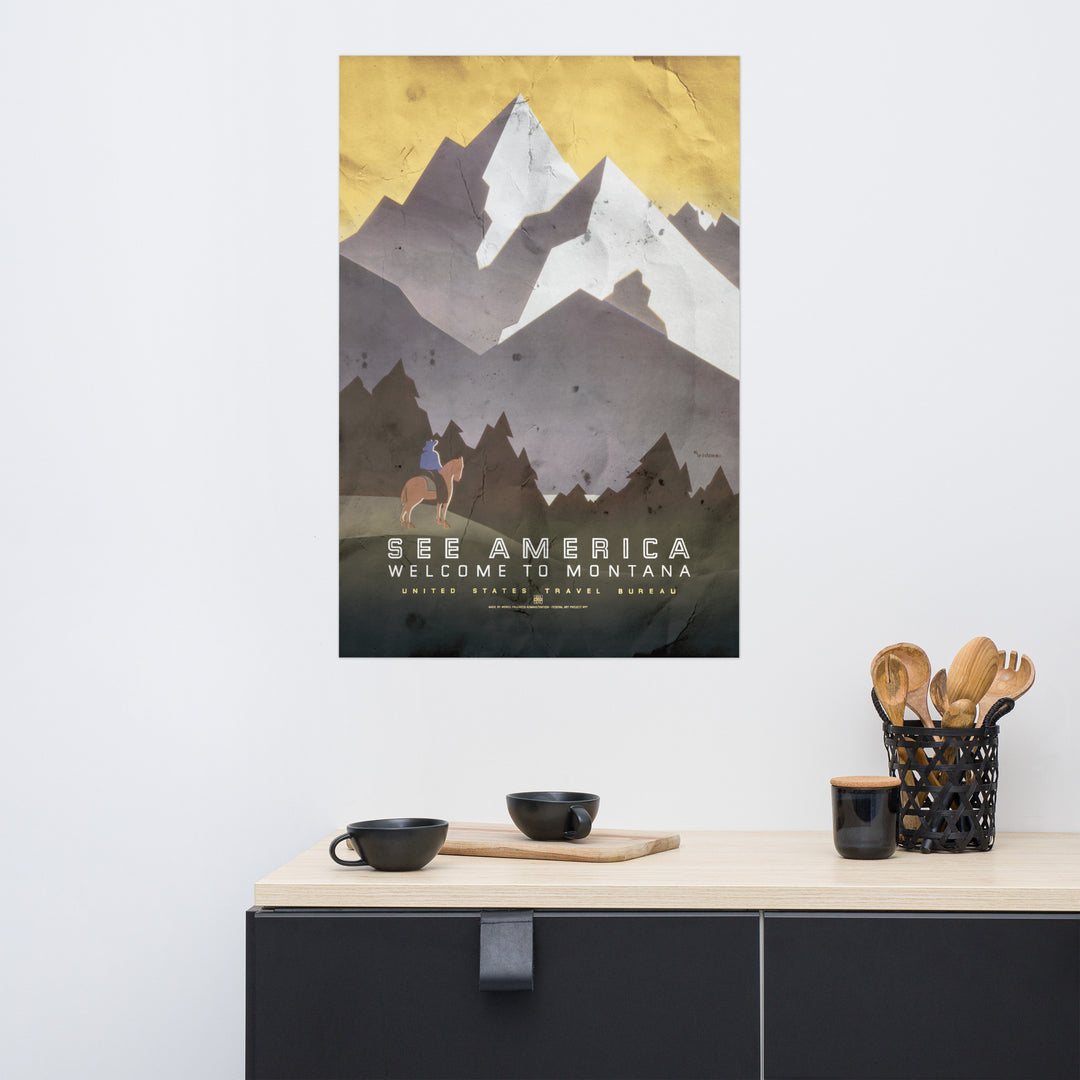 'See American' Montana Retro Poster - 24" x 36"