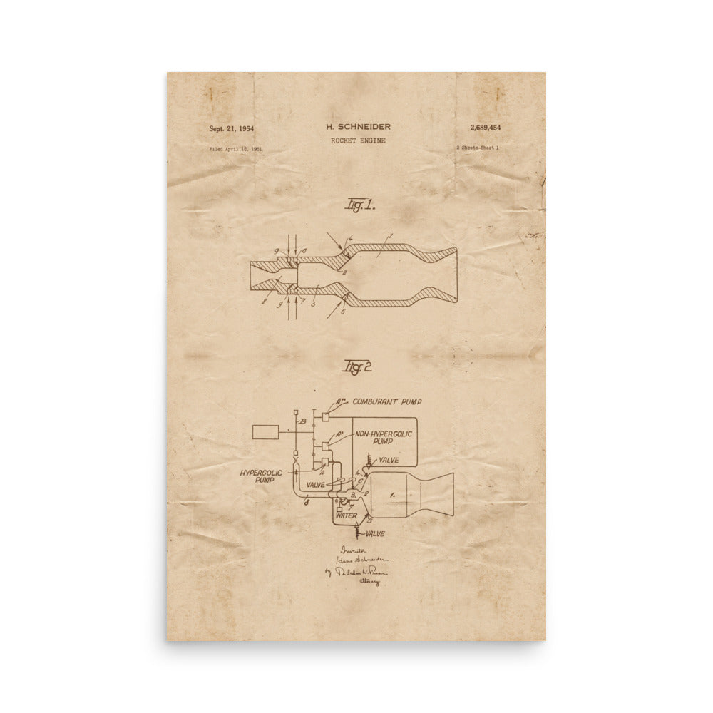 Rocket Engine Patent Pended 1954 Retro Poster - 24" x 36"