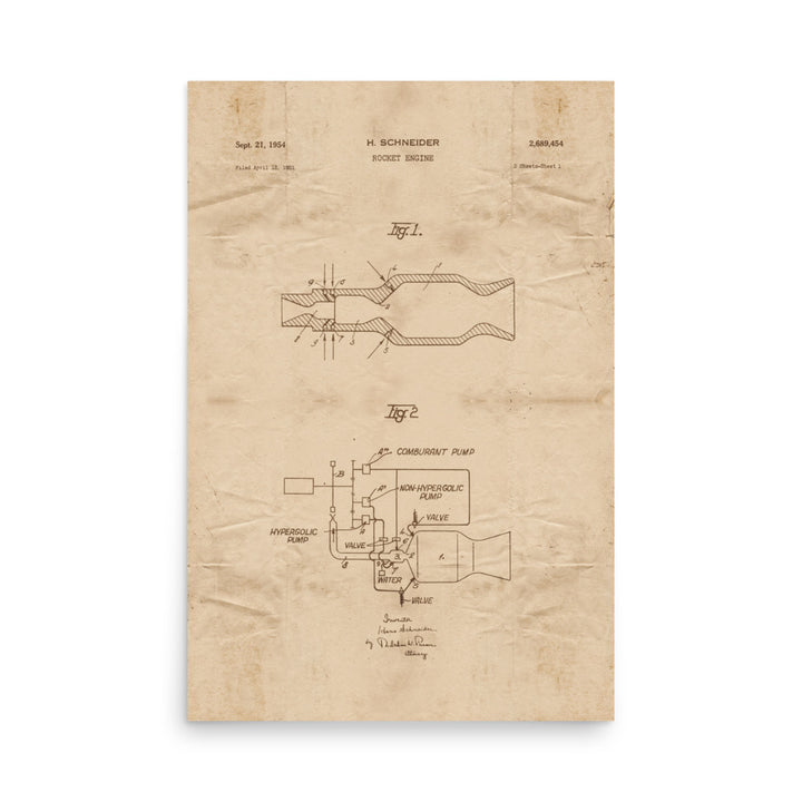 Rocket Engine Patent Pended 1954 Retro Poster - 24" x 36"