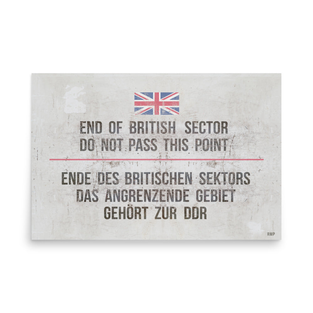 'End of British Sector/Do Not Pass This Point' Retro Poster - 36" x 24"