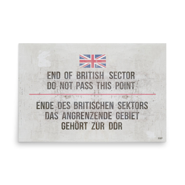'End of British Sector/Do Not Pass This Point' Retro Poster - 36" x 24"