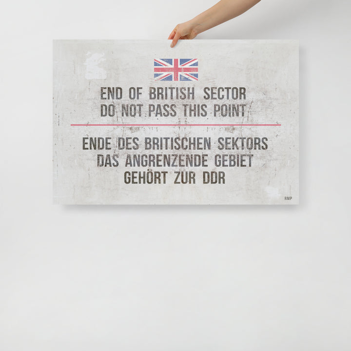 'End of British Sector/Do Not Pass This Point' Retro Poster - 36" x 24"