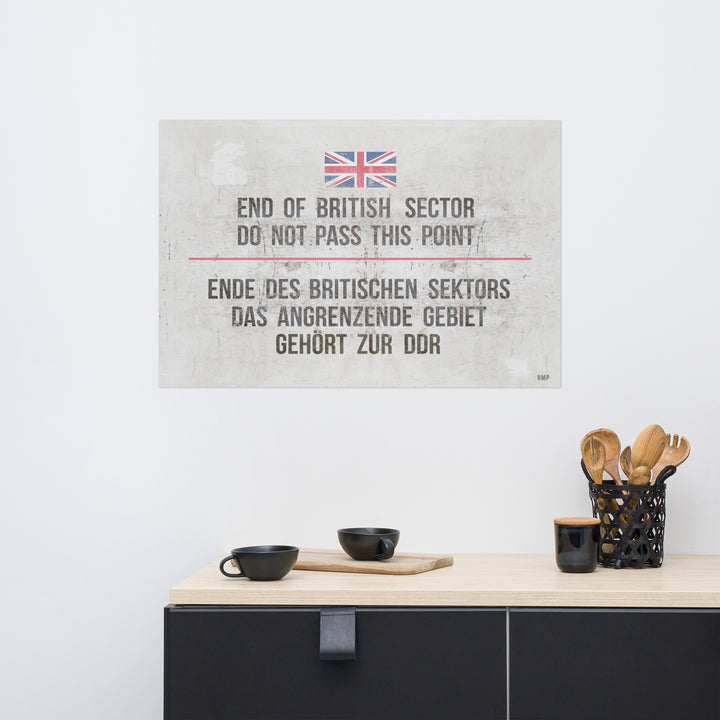 'End of British Sector/Do Not Pass This Point' Retro Poster - 36" x 24"