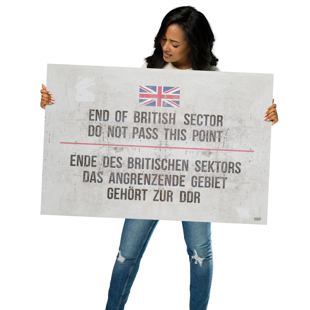 'End of British Sector/Do Not Pass This Point' Retro Poster - 36" x 24"