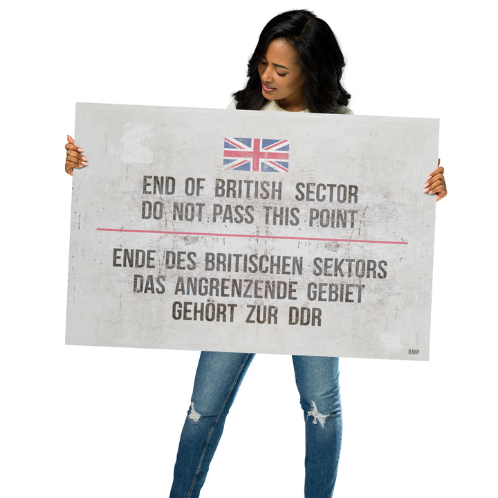 'End of British Sector/Do Not Pass This Point' Retro Poster - 36" x 24"