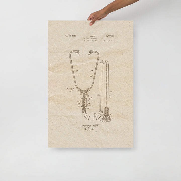Stethoscope Patent Pended 1945 Retro Poster - 24" x 36"
