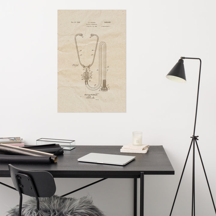 Stethoscope Patent Pended 1945 Retro Poster - 24" x 36"