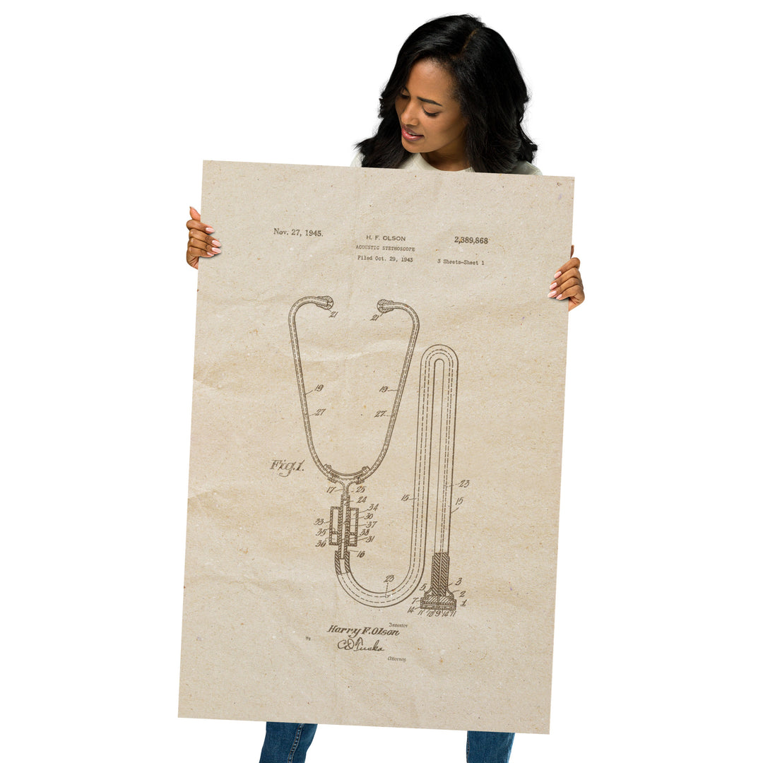 Stethoscope Patent Pended 1945 Retro Poster - 24" x 36"