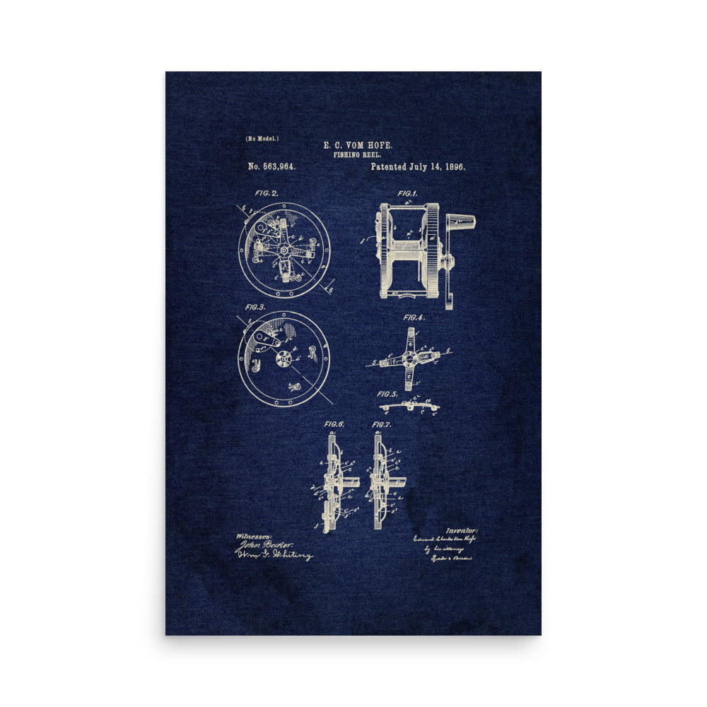 Fishing Reel Patent Pended 1896 Retro Poster - 24" x 36"