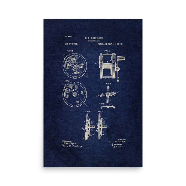Fishing Reel Patent Pended 1896 Retro Poster - 24" x 36"