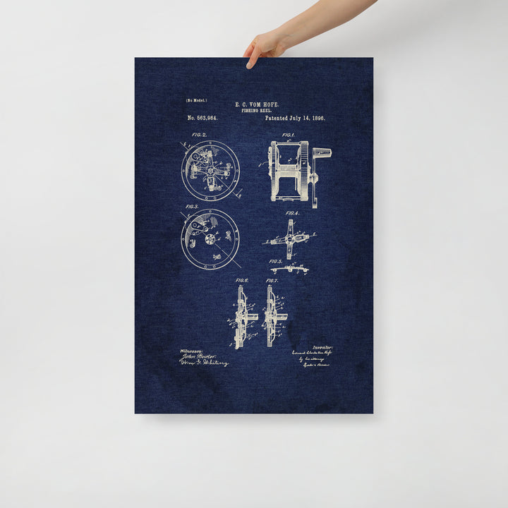 Fishing Reel Patent Pended 1896 Retro Poster - 24" x 36"
