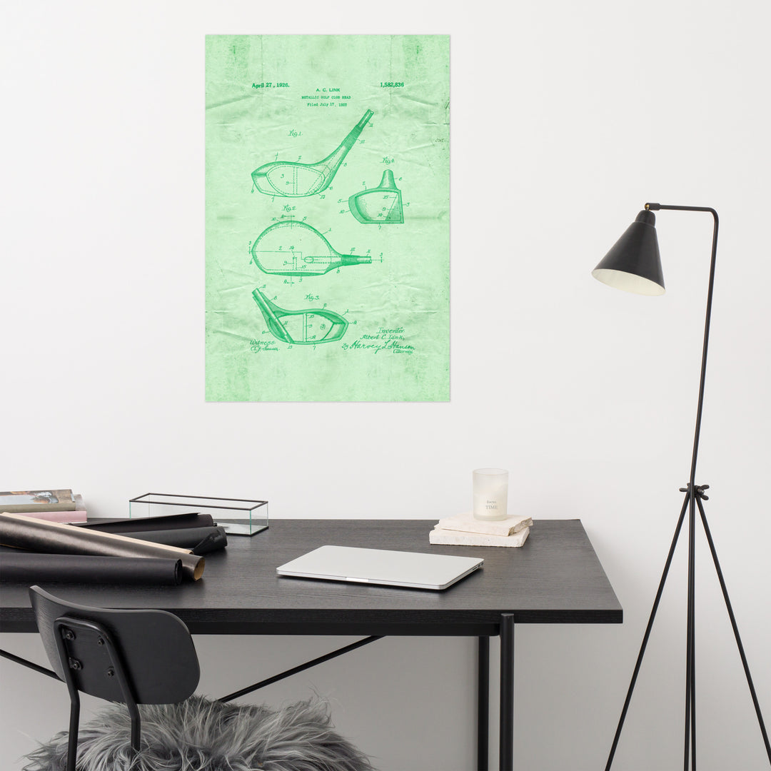 Golf Driver Patent Pended 1926 Retro Poster - 24" x 36"