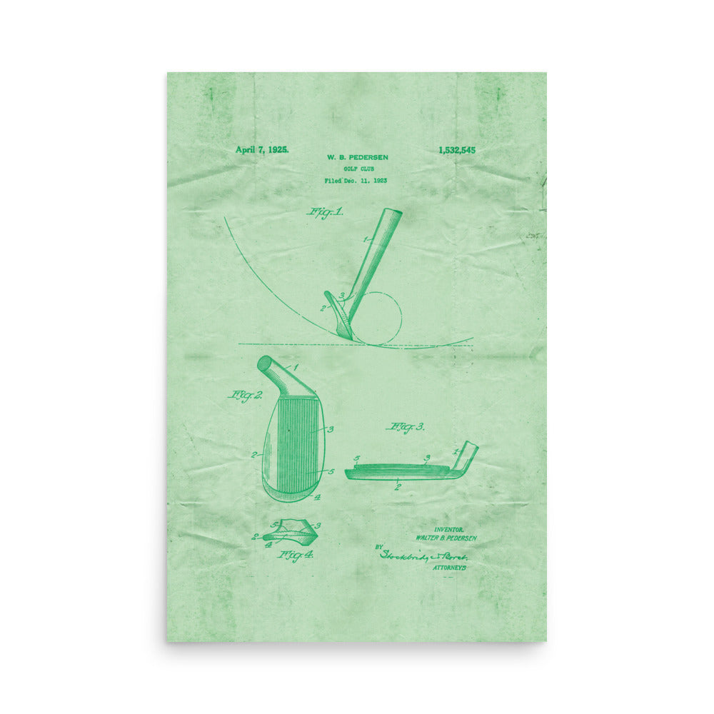 Golf Wedge Patent Pended 1925 Retro Poster  - 24" x 36"