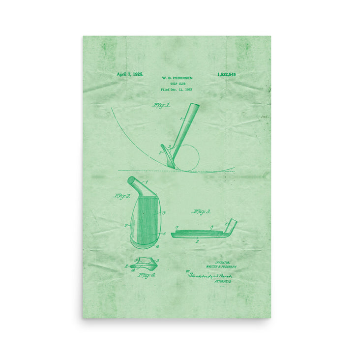 Golf Wedge Patent Pended 1925 Retro Poster  - 24" x 36"