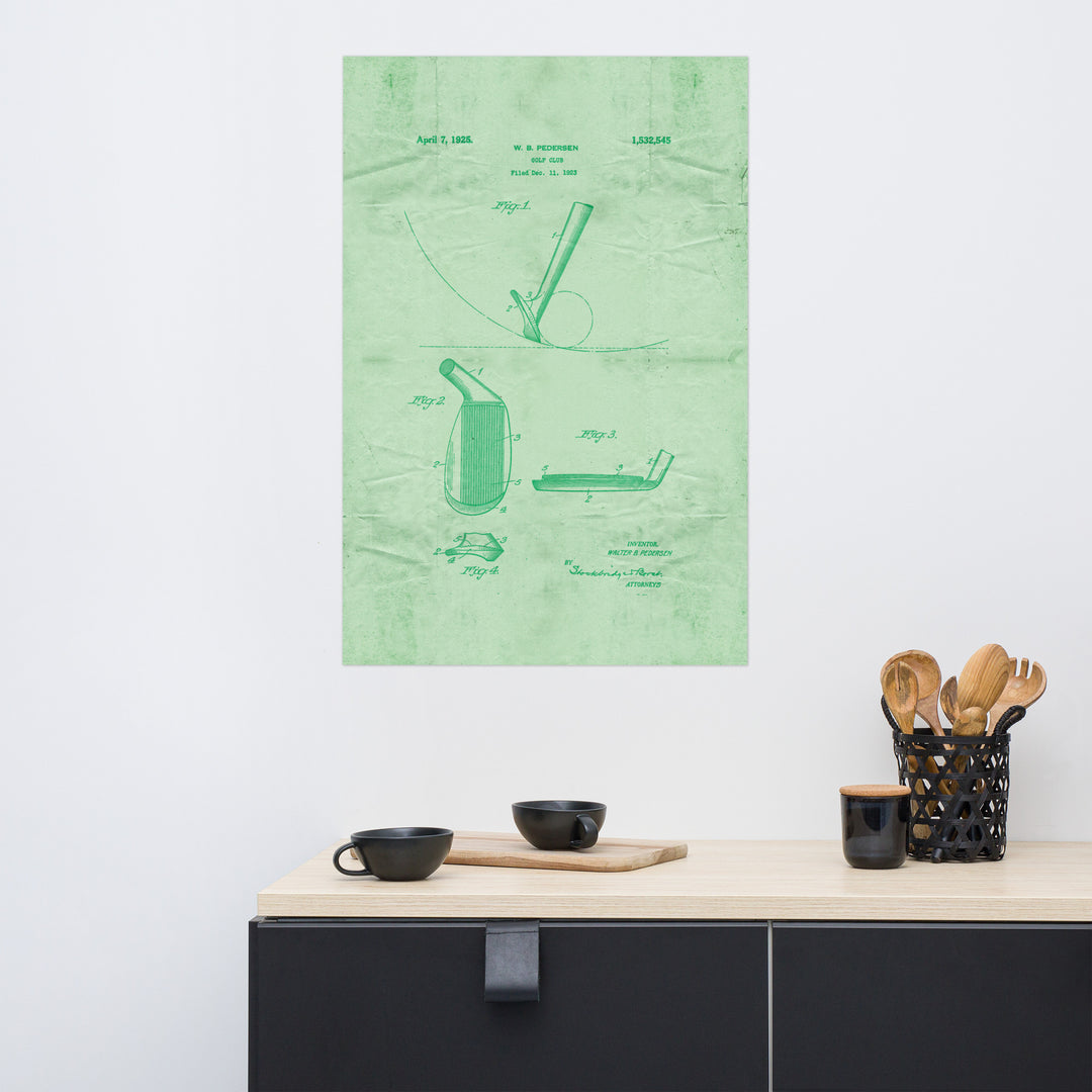 Golf Wedge Patent Pended 1925 Retro Poster  - 24" x 36"