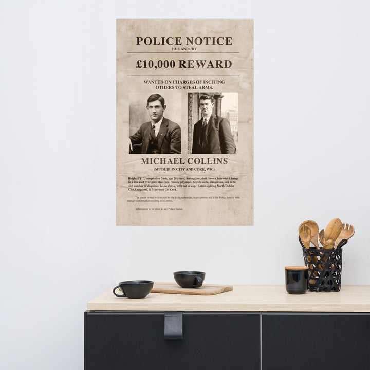 Michael Collins Wanted Man Retro Poster - 24" x 36"