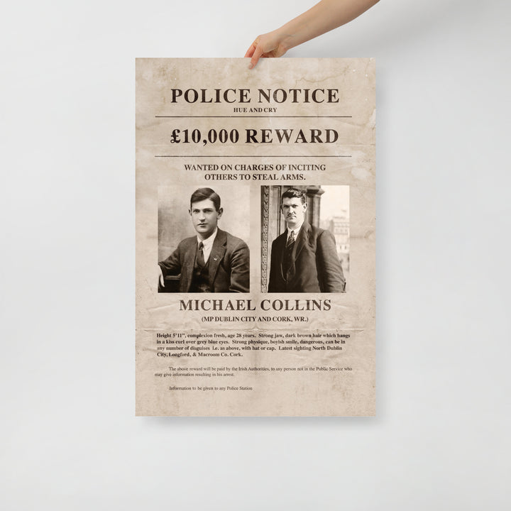 Michael Collins Wanted Man Retro Poster - 24" x 36"