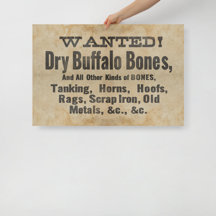Wanted - Dry Buffalo Bones Retro Poster - 36" x 24"