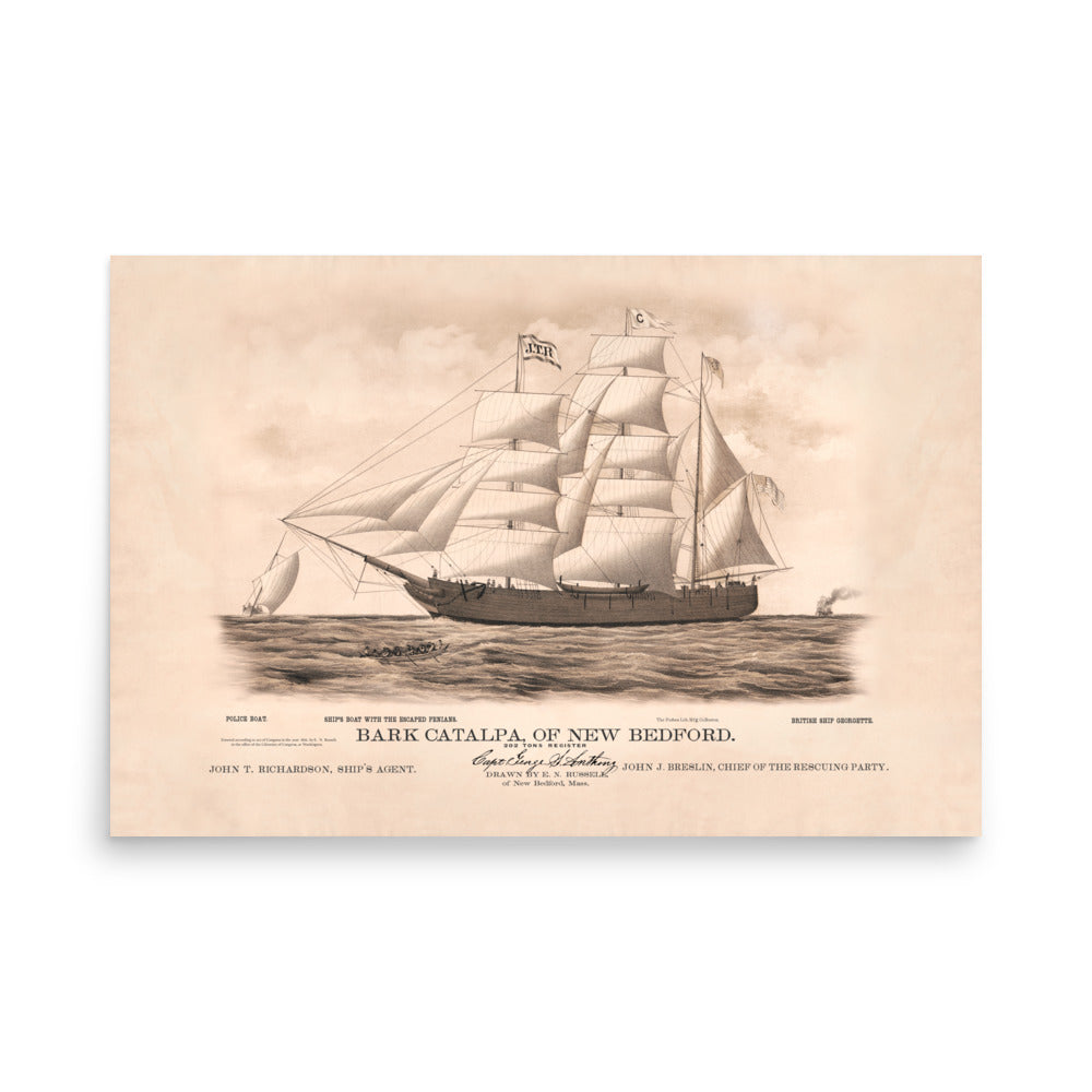 The Fenian Catalpa Rescue of 1876 Retro Poster - 36" x 24"