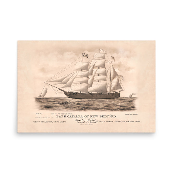 The Fenian Catalpa Rescue of 1876 Retro Poster - 36" x 24"