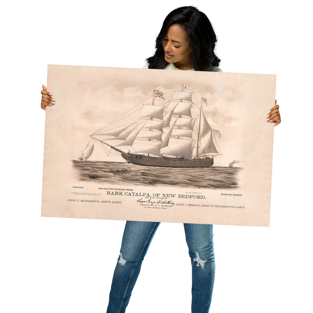 The Fenian Catalpa Rescue of 1876 Retro Poster - 36" x 24"