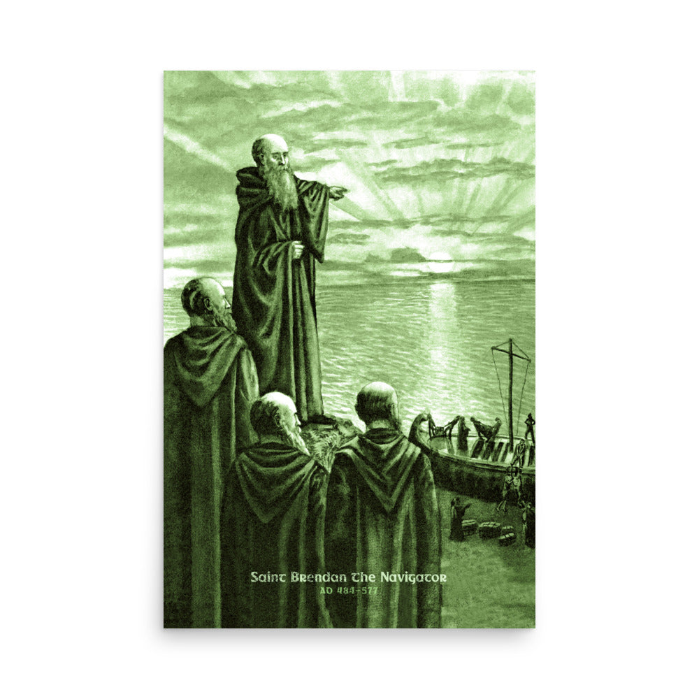 Saint Brendan the Navigator Retro Poster - 24" x 36"