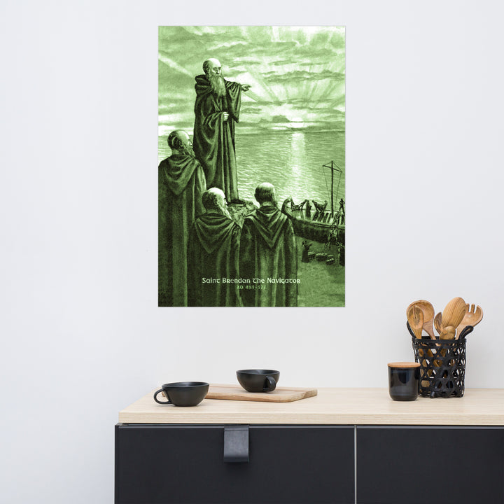 Saint Brendan the Navigator Retro Poster - 24" x 36"