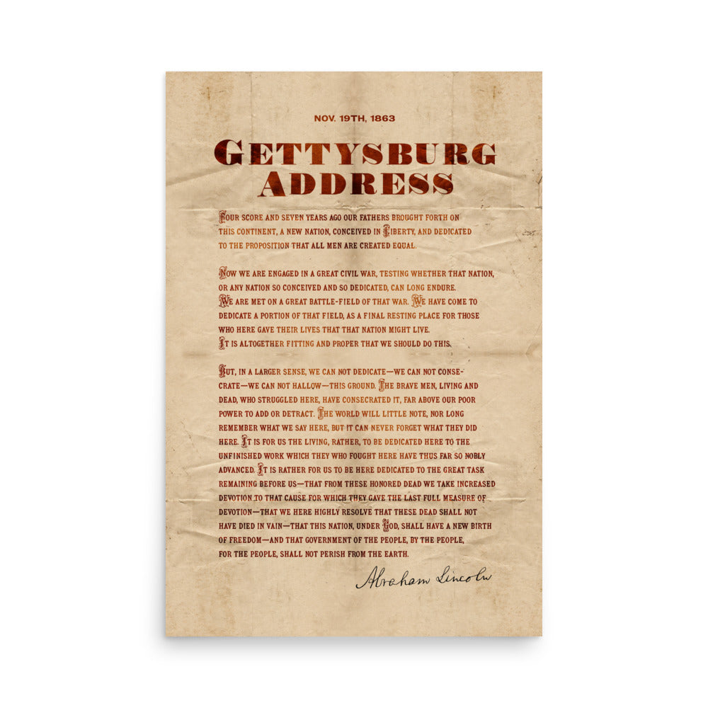 The Gettysburg Address Retro Poster - 24" x 36"
