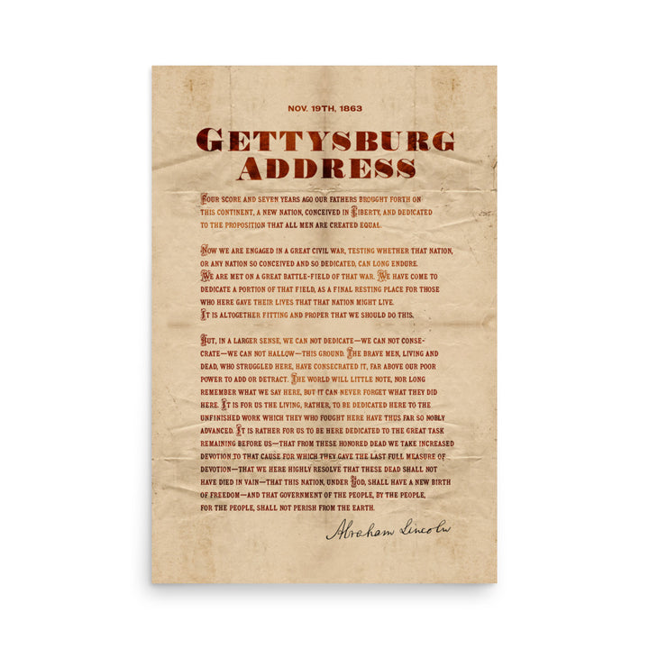 The Gettysburg Address Retro Poster - 24" x 36"