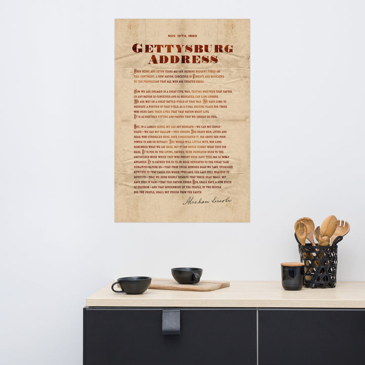 The Gettysburg Address Retro Poster - 24" x 36"