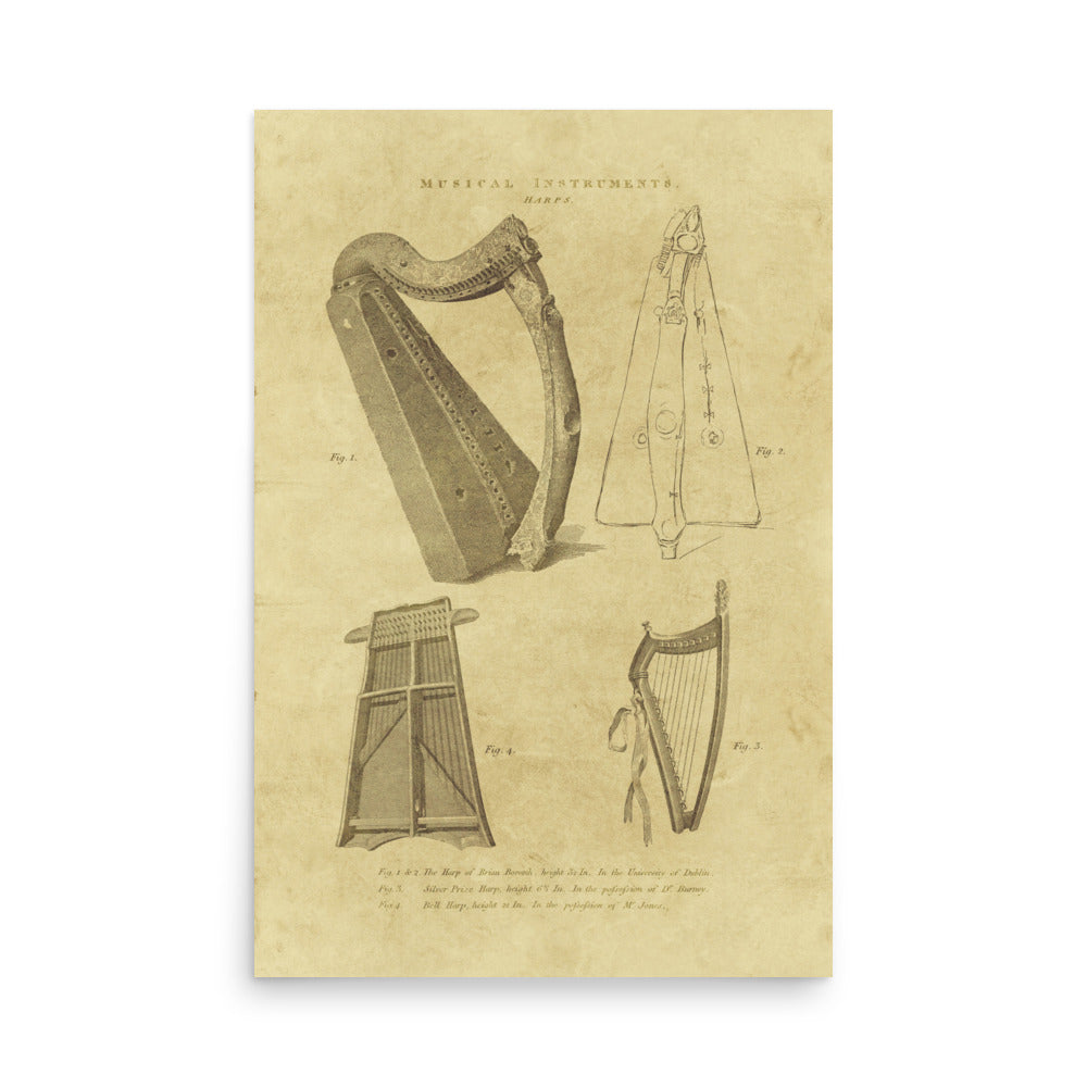 The Brian Boru Harp Retro Poster - 24" x 36"
