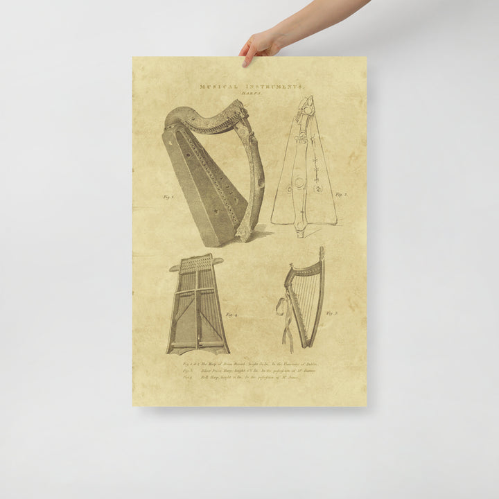 The Brian Boru Harp Retro Poster - 24" x 36"