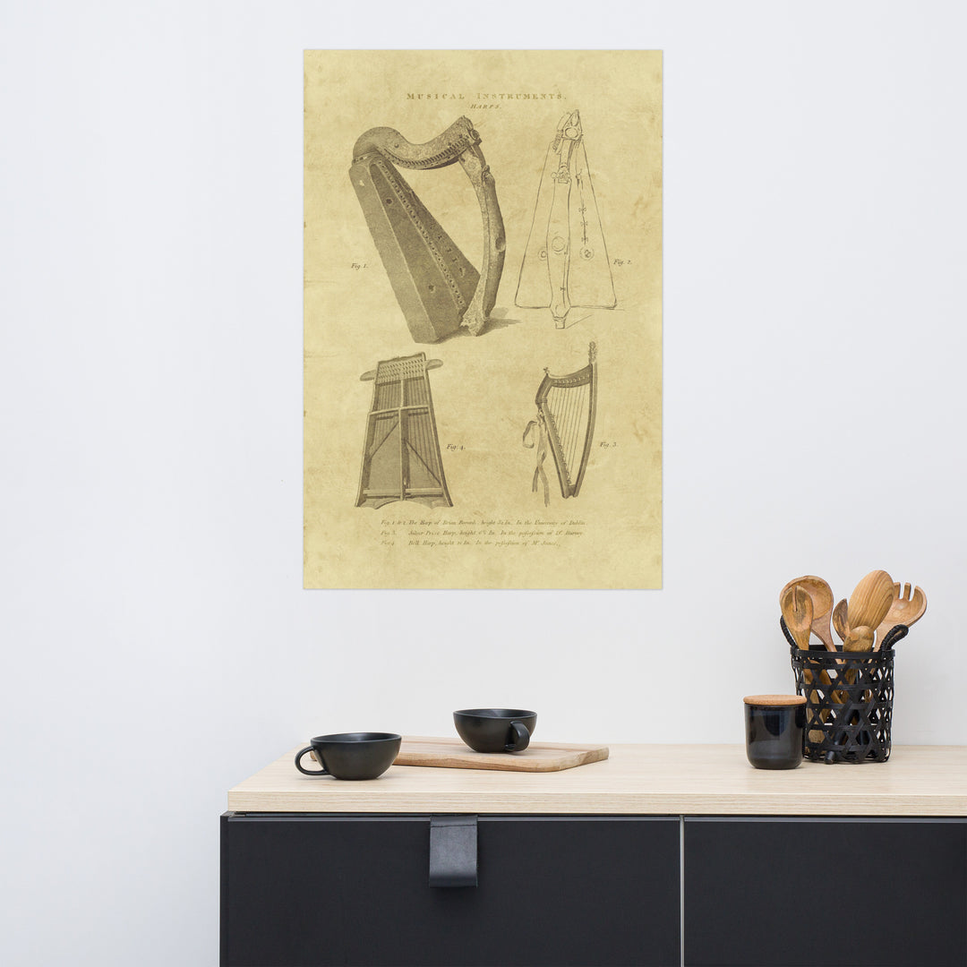 The Brian Boru Harp Retro Poster - 24" x 36"