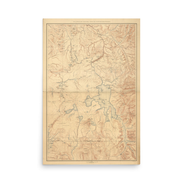 1885 Yellowstone National Park And North Western Wyoming Map Retro Poster - 24" x 36"
