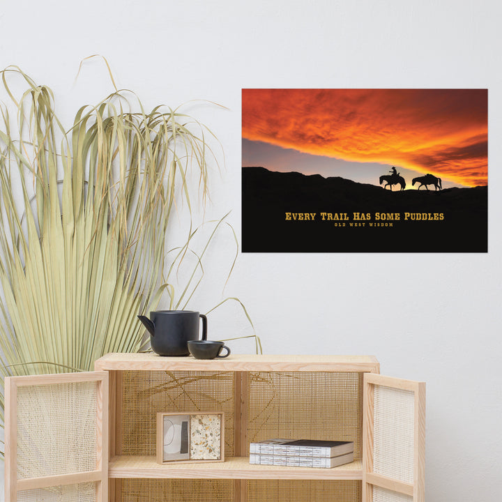 'Every Trail Has Some Puddles' Retro Poster - 36" x 24"