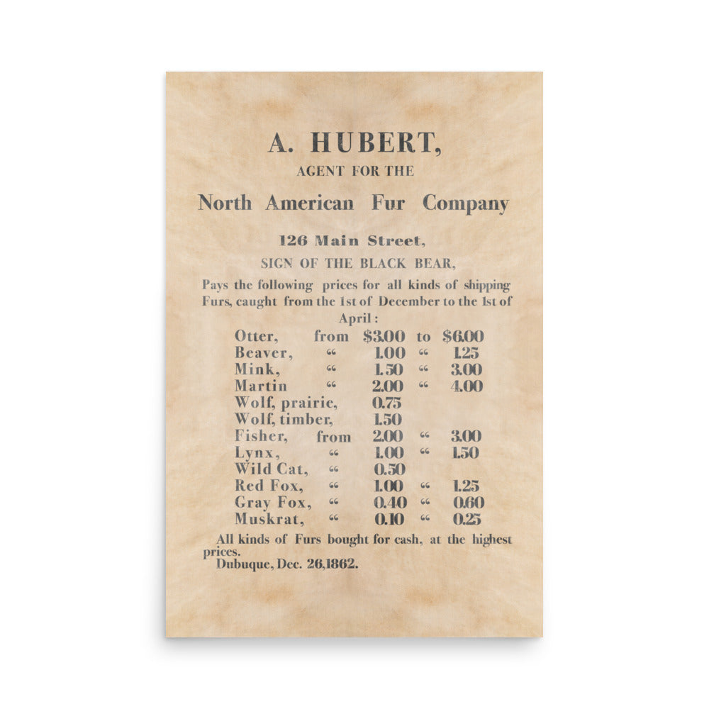 North American Fur Company Retro Poster - A. Hubert