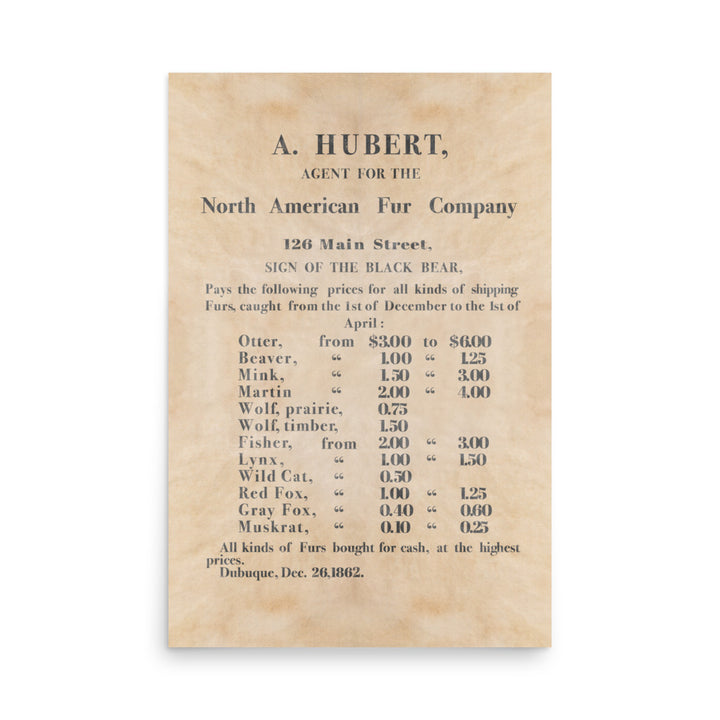 North American Fur Company Retro Poster - A. Hubert