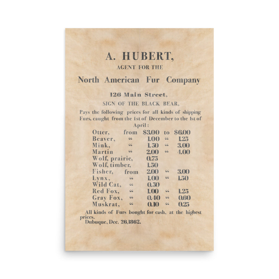 North American Fur Company Retro Poster - A. Hubert