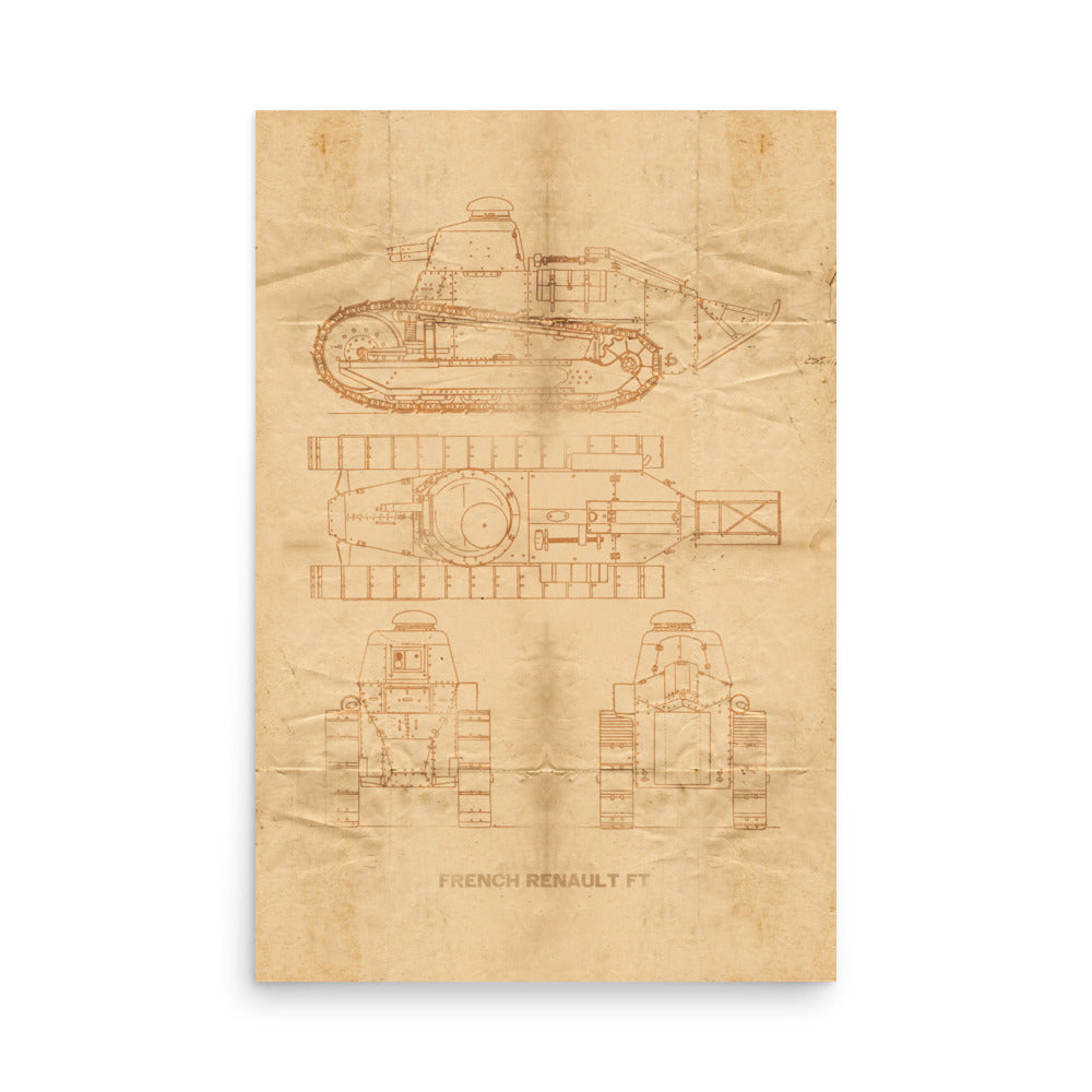 The Renault FT Tank Retro Poster - 24" x 36" - ww1