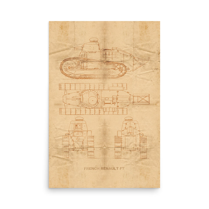 The Renault FT Tank Retro Poster - 24" x 36" - ww1