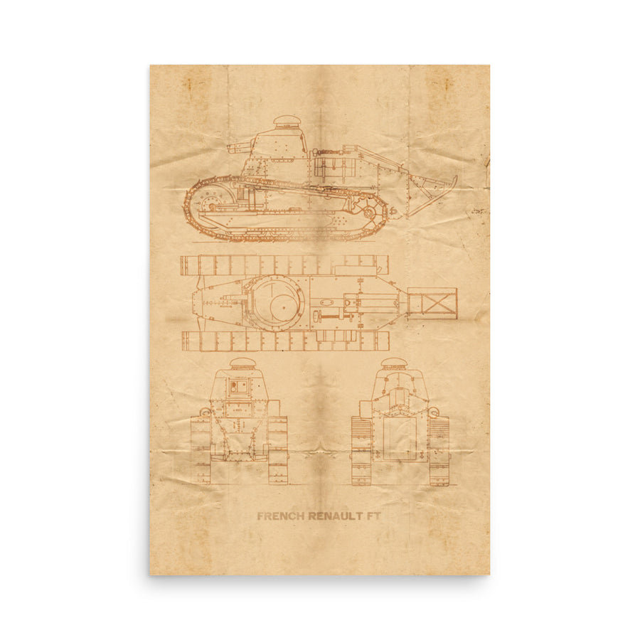 The Renault FT Tank Retro Poster - 24" x 36" - ww1