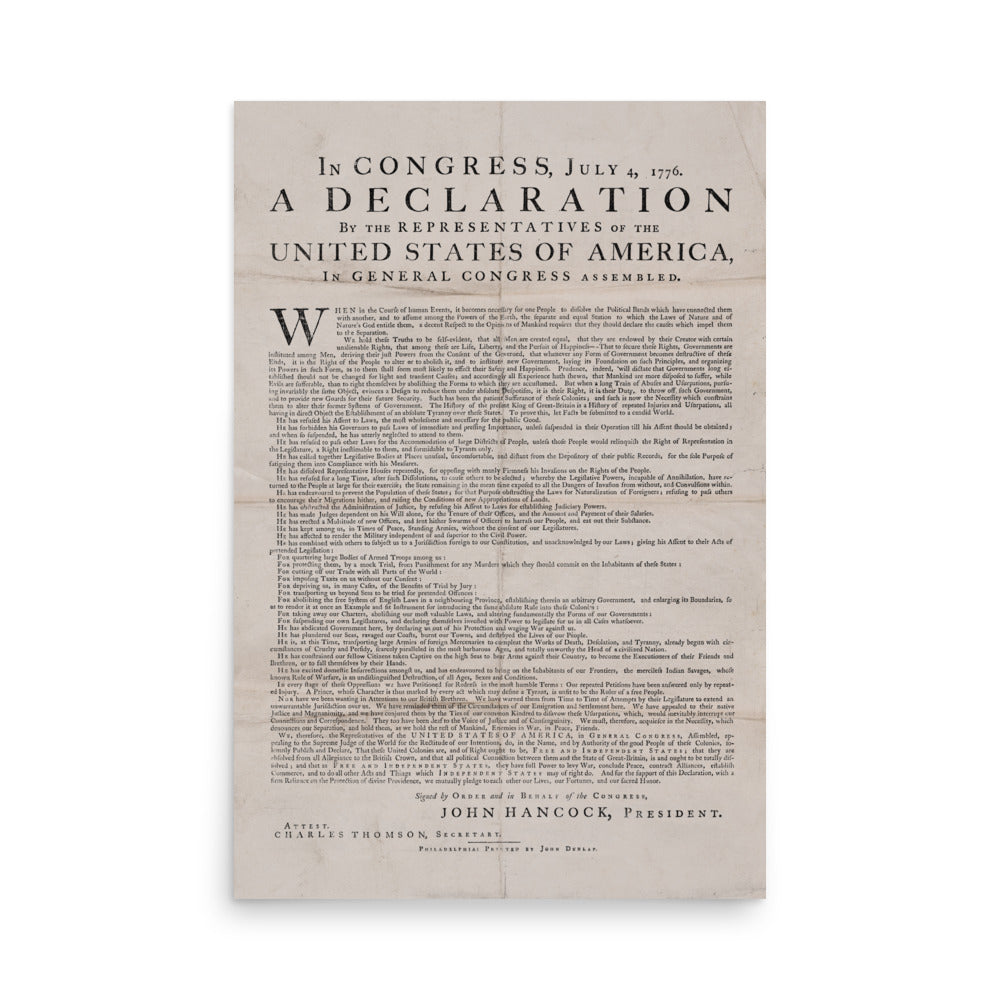The 1776 Declaration of Independence Retro Poster - 24" x 36"