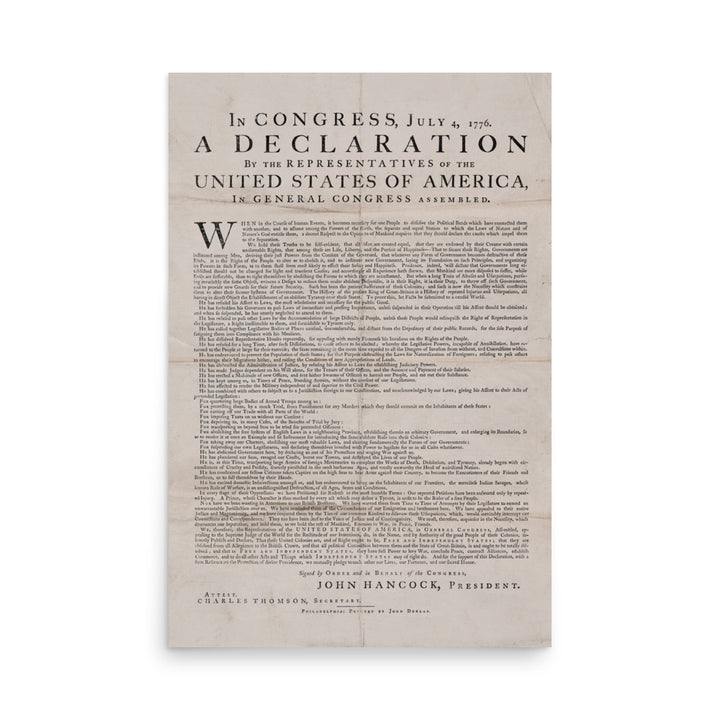 The 1776 Declaration of Independence Retro Poster - 24" x 36"