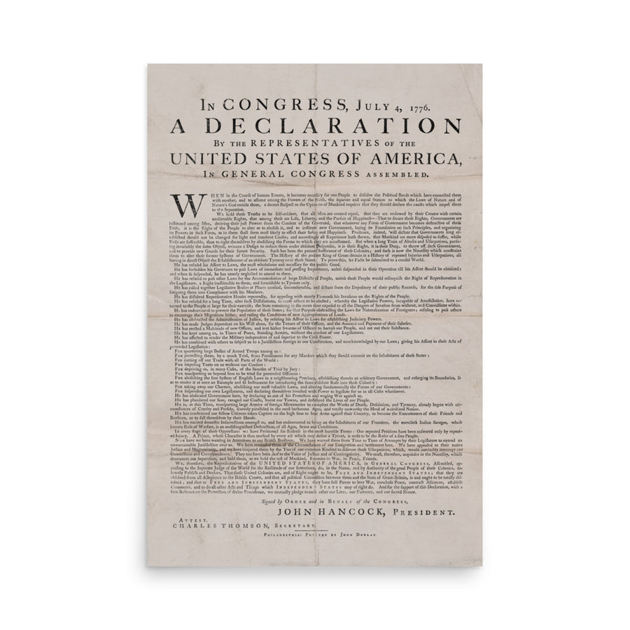 The 1776 Declaration of Independence Retro Poster - 24" x 36"